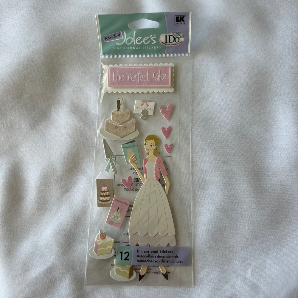NWT Jolee's Boutique Perfect Cake Wedding Dimensional Sticker Set